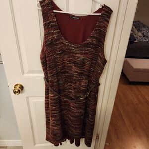 Maurices Burgundy Knit Dress with Skinny Brown Belt Women's Size 3X